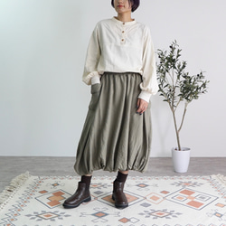 バルーンウールスカート/カーキ/遠州織物 2枚目の画像