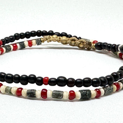 【BG】Buffalo bone&White hearts 2wrap bracelet〈BG23B0003〉 3枚目の画像