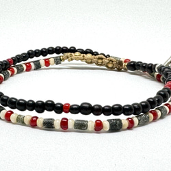 【BG】Buffalo bone&White hearts 2wrap bracelet〈BG23B0003〉 2枚目の画像