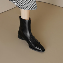 秋冬女式柔軟皮革鞋舒適時尚低跟短靴 21.5 公分-25 公分 #887⭐免運費⭐ 第14張的照片