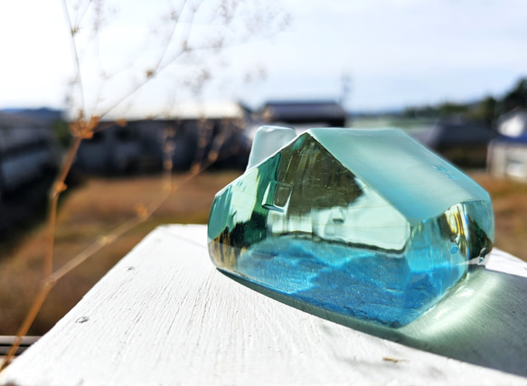 ガラスの家　置物　インテリア　銀澄ブルー 2枚目の画像