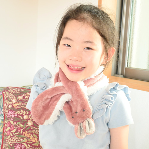 ぬっくぬくキッズ〜大人もok!ネックウォーマー (キッズマフラー)ピンク  