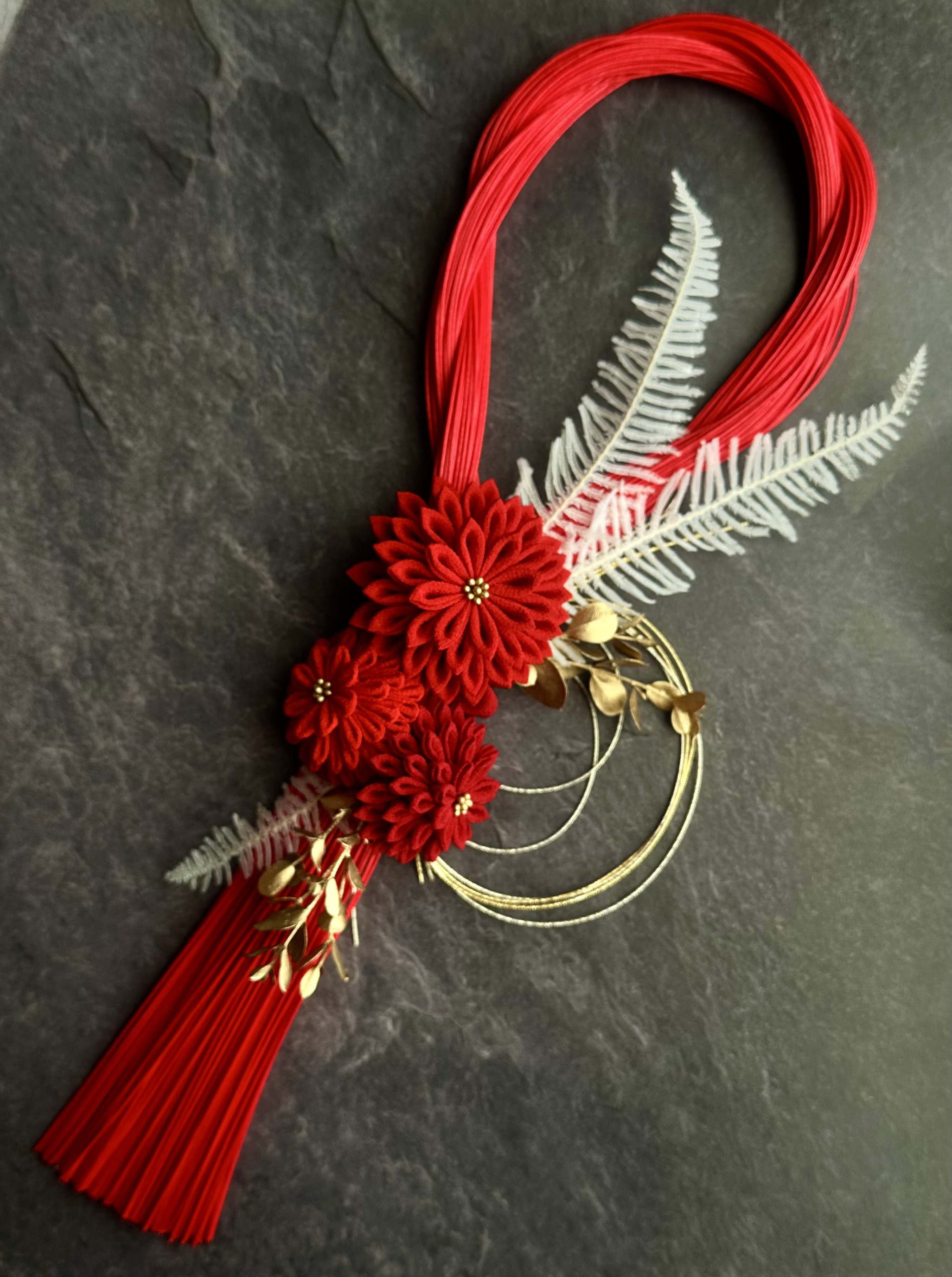 水引しめ縄(大)赤×ダリア#02