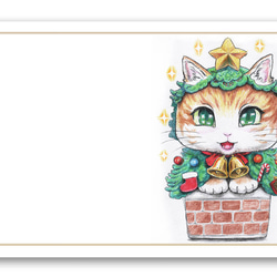 色鉛筆画 A4.猫 クリスマス5 9c3018f46f3d37446e98c08906aecd