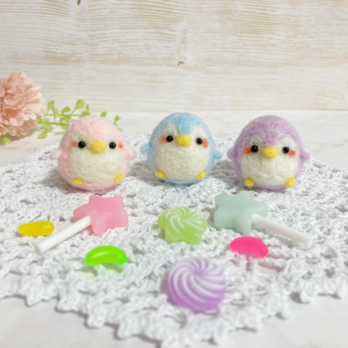 ♡羊毛フェルトのゆめかわペンギン♡ぺんぎん 名入れ おなまえ 名前