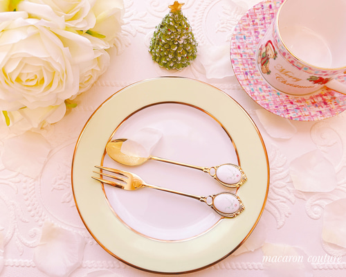 ラインストーン付きリボン柄スプーンorフォーク 1本〜 カトラリー