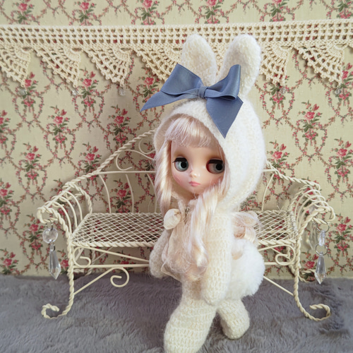 ブライスアウトフィット　着ぐるみうさちゃん（ティペット付き） ブライスアウトフィット 着ぐるみ ティペット付きうさちゃん