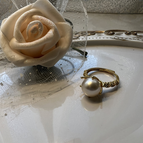 特別価格♡本真珠 南洋真珠 14KGF フリーサイズ対応 リング 指輪