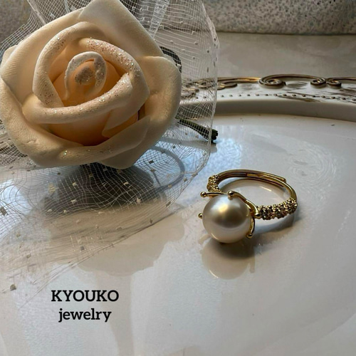 特別価格♡本真珠 南洋真珠 14KGF フリーサイズ対応 リング 指輪  