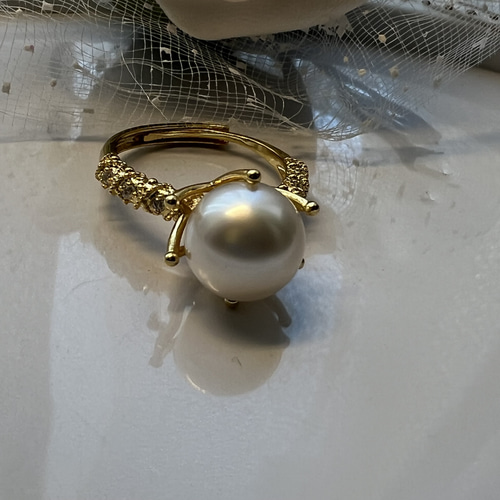 特別価格♡本真珠 南洋真珠 14KGF フリーサイズ対応 リング 指輪