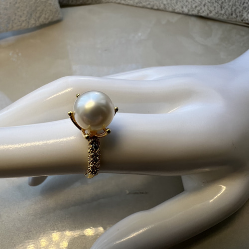 特別価格♡本真珠 南洋真珠 14KGF フリーサイズ対応 リング 指輪  