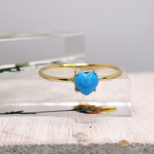 ハートのターコイズのシルバーリング 13号 ジュエリー silver925