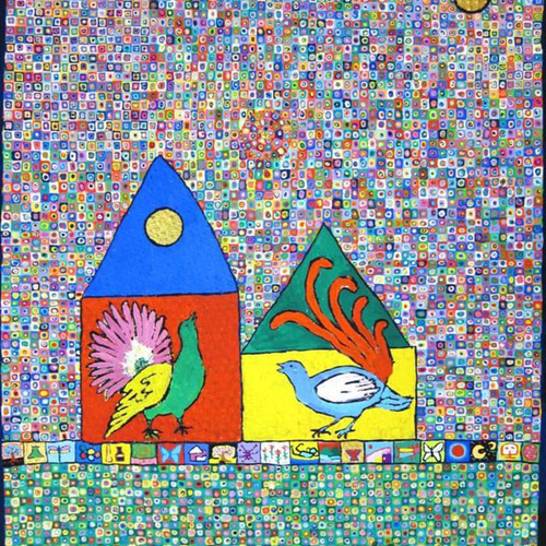 太陽】二羽の鳥と太陽による完全構図｜A4アートプリント 絵画 GALLERY