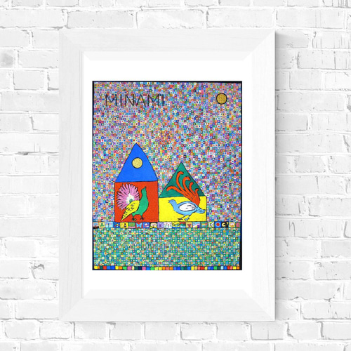 太陽】二羽の鳥と太陽による完全構図｜A4アートプリント 絵画 GALLERY