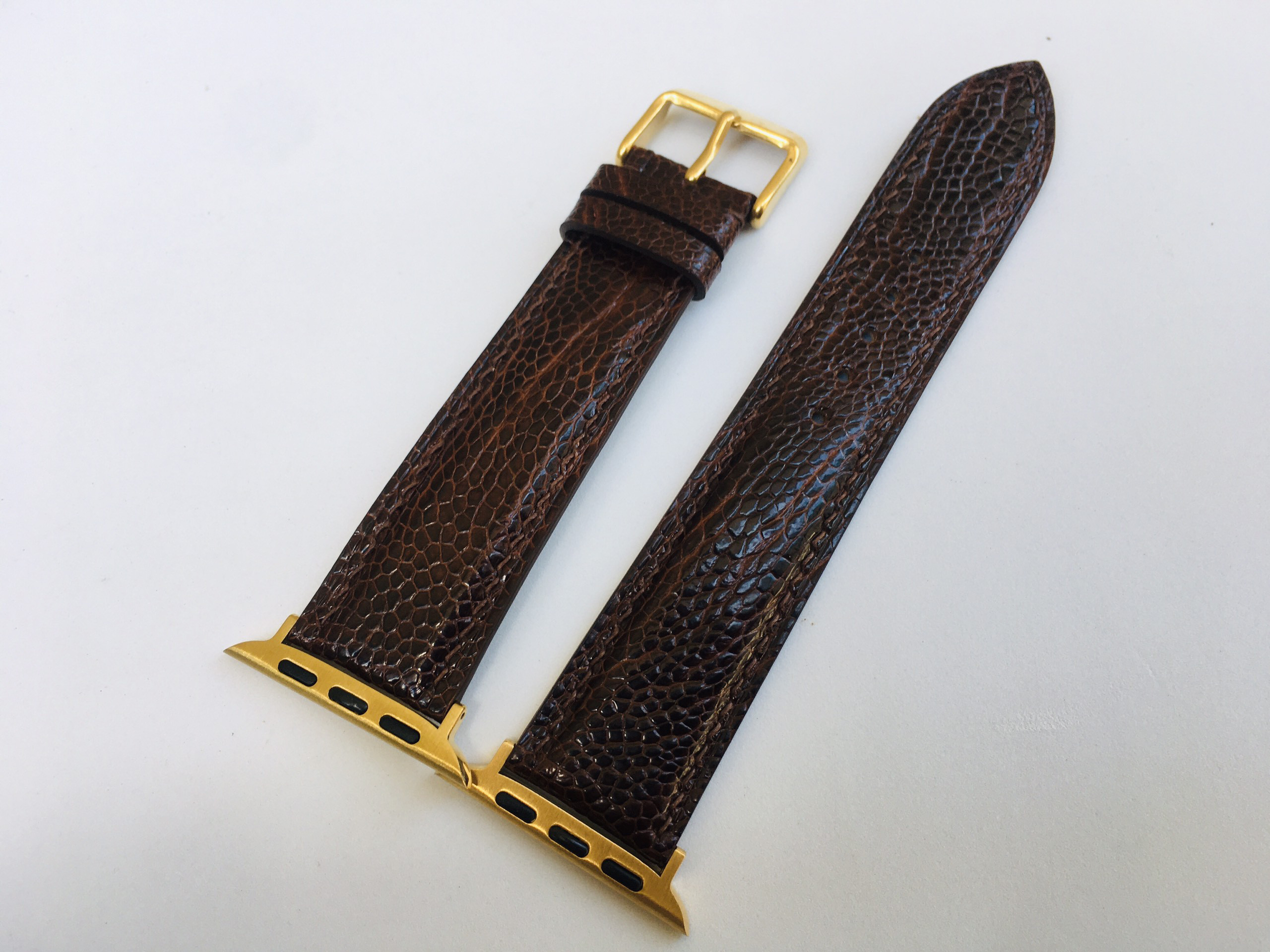 Apple Watch用ダークブラウンフレンチオーストリッチレザーストラップ（送料無料）