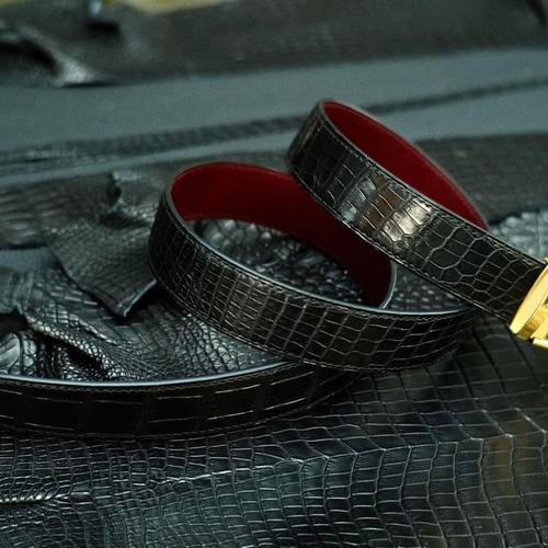オーダー作製］高級ワニ革使用ウエストベルト 手縫い タロコダイル  