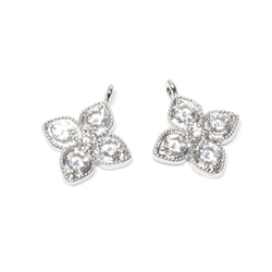 ejp497 [2 件] 豪華立方氧化鋯三葉草銀吊飾 第2張的照片