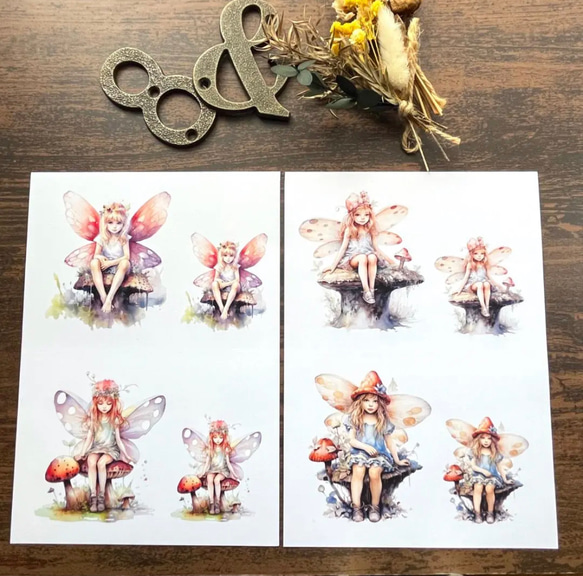 【EP34】コラージュ素材 妖精 フェアリー セルフカット/32パーツ 6枚目の画像
