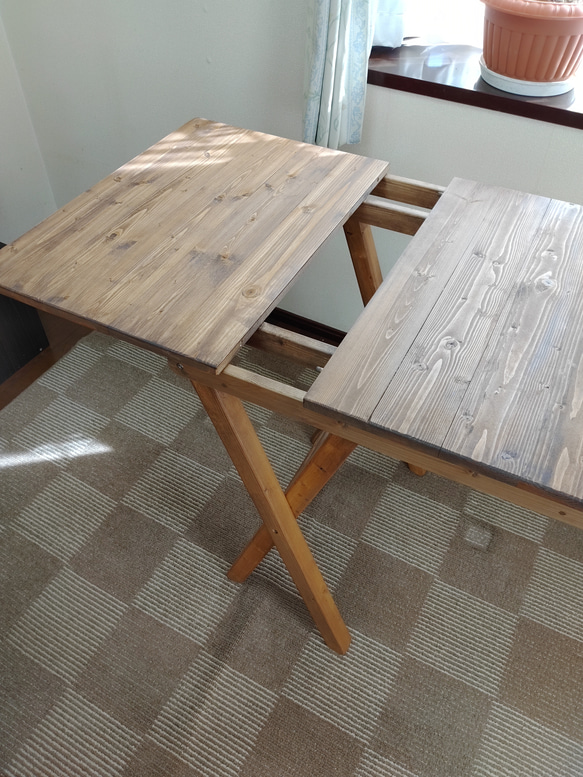 【マコ様専用】木製テーブル【折りたたみ収納可】　継ぎ足しテーブル【サイズオーダー可】※受注後作成 6枚目の画像