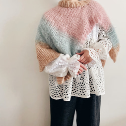 【送料無料】Hand knitted[手編み]アルパカ&モヘアのグラデーションベスト [Creema限定] 4枚目の画像