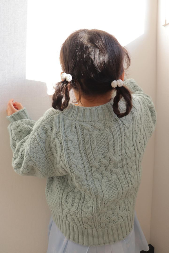 1歳からのキッズヘアゴム　『キラまるヘアゴム』　ホワイト　2個セット　親子お揃い　ベビーヘアゴム 4枚目の画像