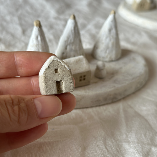 小さな街のオブジェ no.1 （楕円形の台）【一点物】 立体・オブジェ