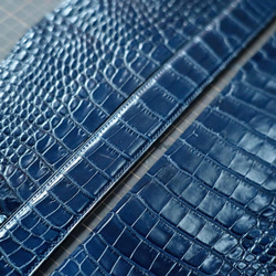 [オーダー作製］本藍染アリゲーターウエ　高級ワニ革使用ウエストベルト　手縫い　　タロコダイル　エキゾチックレザー　ベルト 7枚目の画像