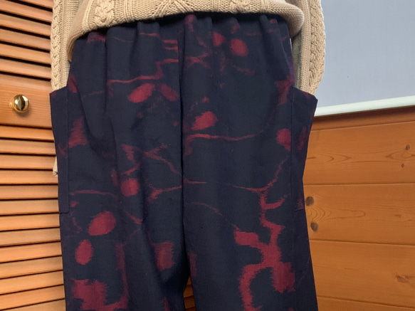 ウールのもんぺパンツ　総丈92ｃｍ　着物リメイク 2枚目の画像