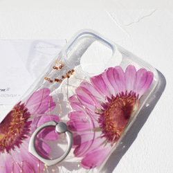 iPhoneケース　全機種対応　紫ピンク　ガーベラ　スマホケース　クリアケース　スマホショルダー　アンドロイド 6枚目の画像