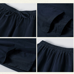 ゴムウエストスカート　左右に形違うポケット付き　100%コットンスカート　アーミーグリーン　S-Mサイズ S174GR 10枚目の画像
