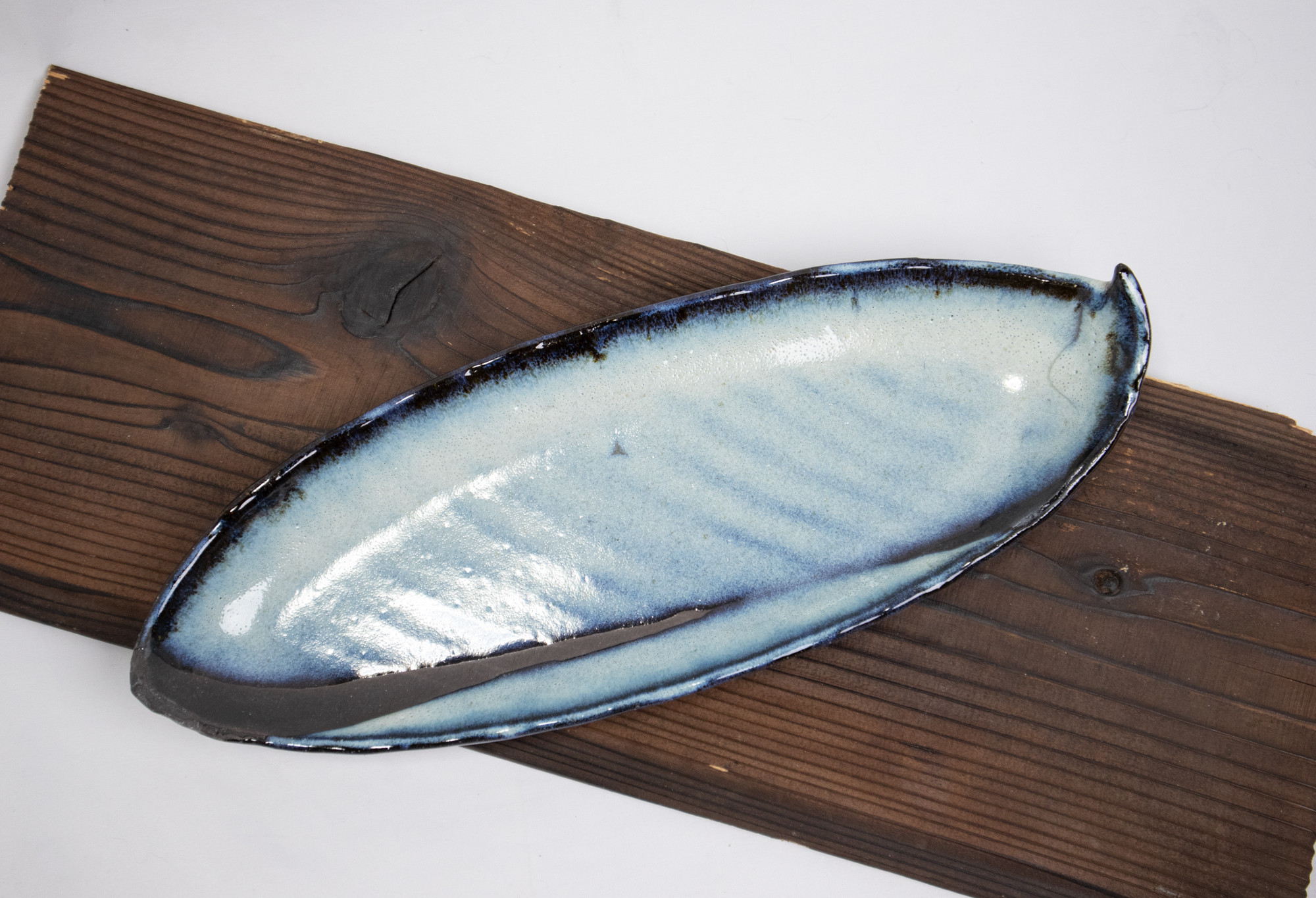 碧灰窯変2023 長葉皿