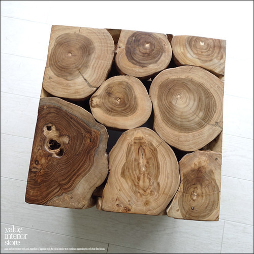 無垢 チークブロックスツールN/32 椅子 イス ベンチ 花台 チェア