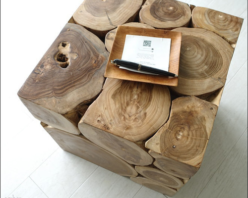 無垢 チークブロックスツールN/32 椅子 イス ベンチ 花台 チェア