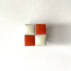 タイルの帯留 （赤×アイボリー） 3枚目の画像