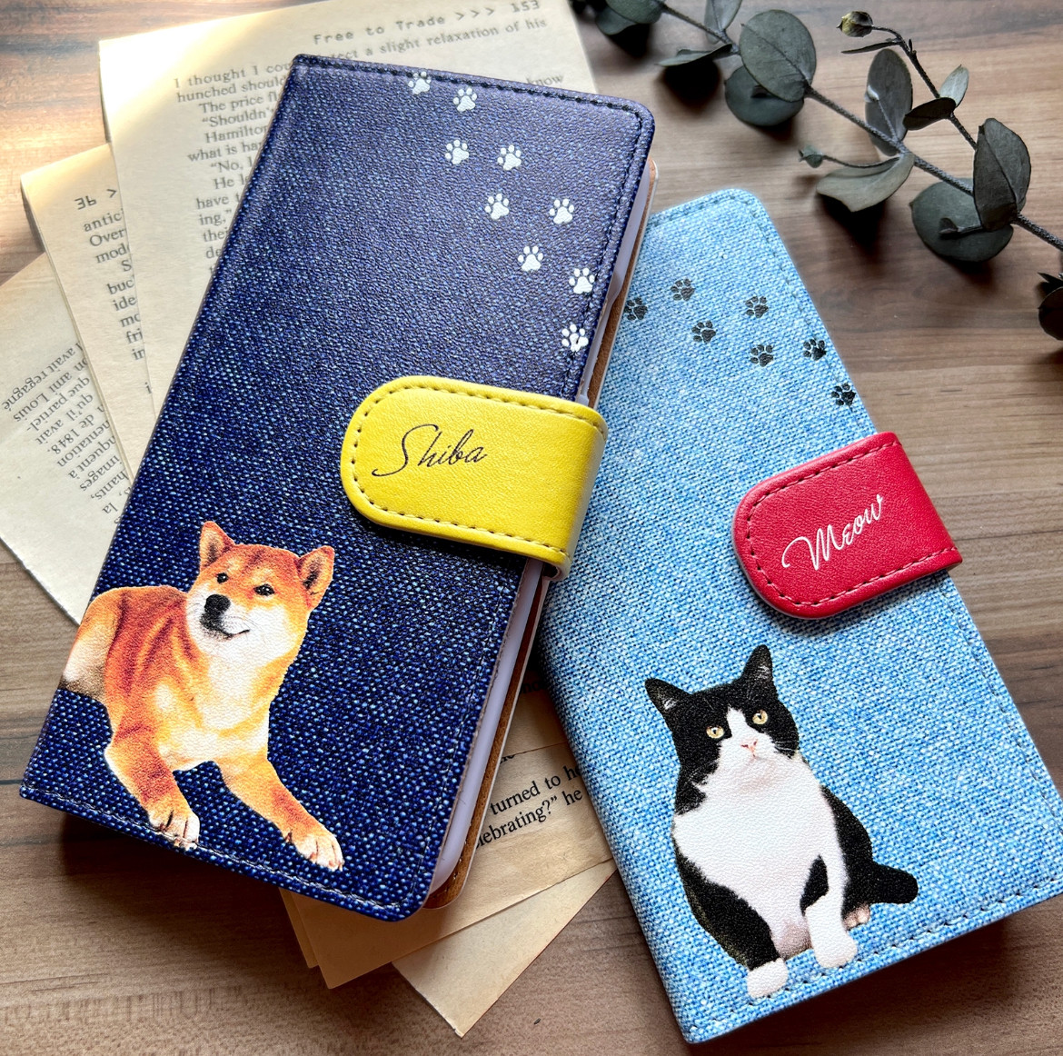 お好きな写真で！うちの子デニム風スマホケース 全機種対応 ペット 犬 猫 iphoneケース