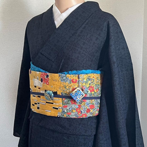 再販!クリムト「接吻」名古屋帯 和装小物(帯・半襟) 創作帯 再販!クリムト「接吻」名古屋帯 和装小物(帯・半襟) 創作帯