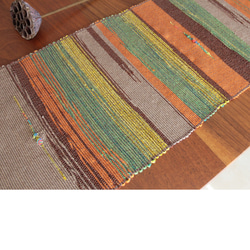 コットンウール手織りテーブルランナー　ベージュ系3/タペストリー/敷物/インテリア 3枚目の画像