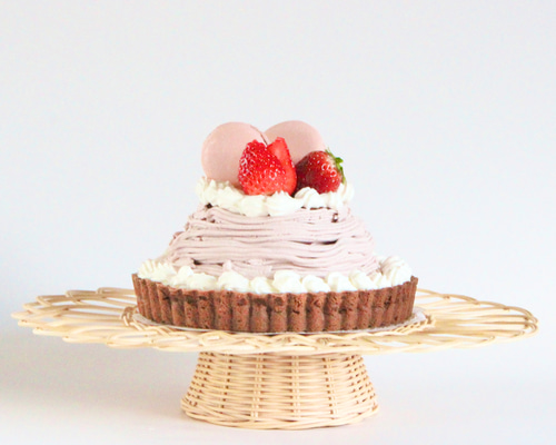 ラタンのケーキスタンド Lサイズ 4色から選べる♪ アフタヌーンティー