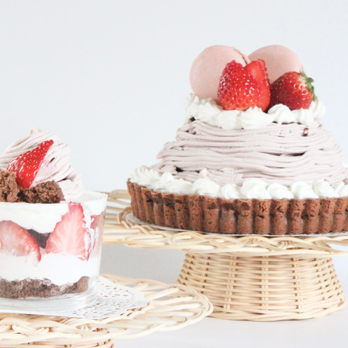 ラタンのケーキスタンド Lサイズ 4色から選べる♪ アフタヌーンティー