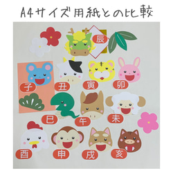 約85×85㎝　正月の壁面-十二支- 漢字付き 2枚目の画像