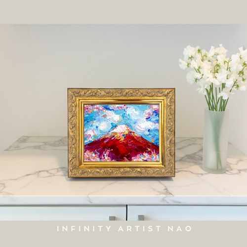 ◉一点物・再販不可】【富士山】「幸運の桜&赤富士」 絵画 商売繁盛