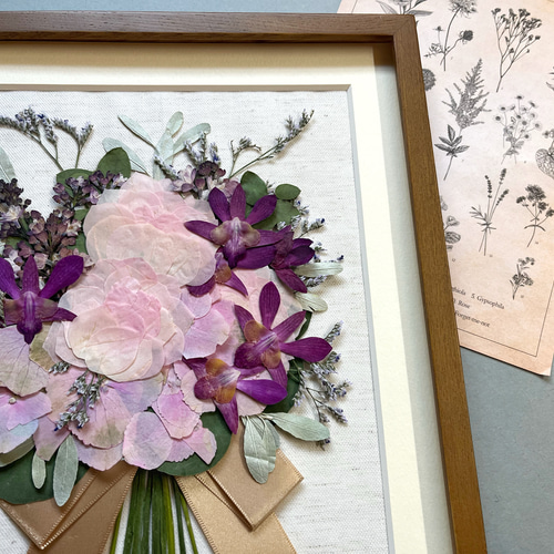 花MIX 押し花額／レクタングル モヮイヤンヌ （結婚式 プロポーズ 花束
