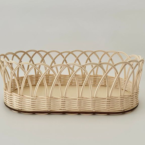 材料のみ】ラタンバスケット手作りキット 楕円底・半円模様 キット