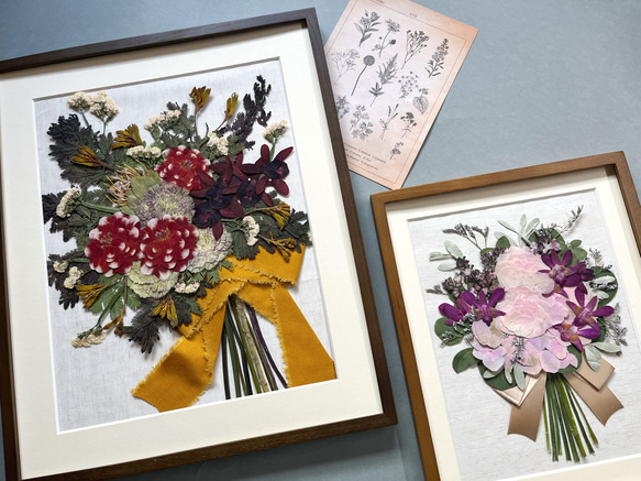 アフターブーケ押し花額　rectangleレクタングル／grandeグランドゥ　結婚式 プロポーズ花束 記念 残す 予めご了承ください