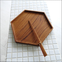 チークプレート六角皿/M 木皿 中皿 平皿 お盆 トレー サービング