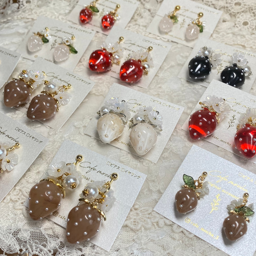 大粒いちごの耳飾り/紅苺/ピアス/サージカルステンレス ピアス