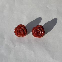 赤い薔薇のピアス　イソバナサンゴ　ポストK14WG R51216H2 11枚目の画像