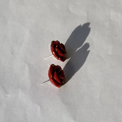 赤い薔薇のピアス　イソバナサンゴ　ポストK14WG R51216H2 12枚目の画像