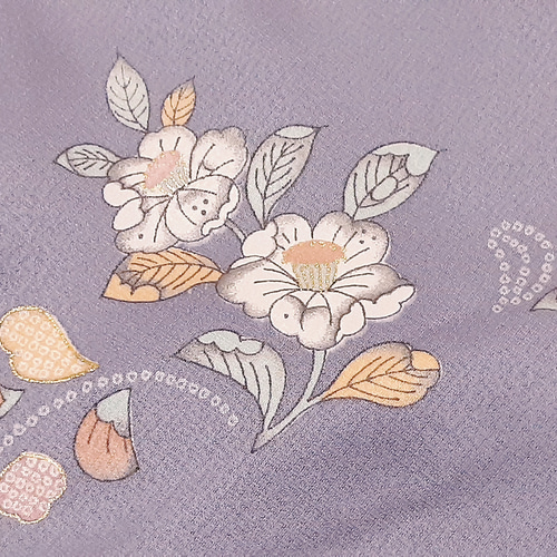 ワンタッチ着物 くらわん着物 正絹付け下げ訪問着リメイク 藤色辻が花