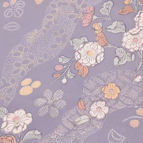 ワンタッチ着物 くらわん着物 正絹付け下げ訪問着リメイク 藤色辻が花